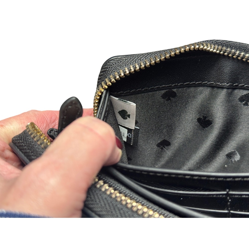 Kate Spade New York Zip‎ Around Wallet Gray Leather Accordion Interior - Picture 3 of 7